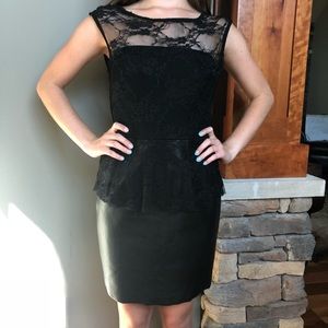 Bailey 44 Anthropologie black leather & lace dress